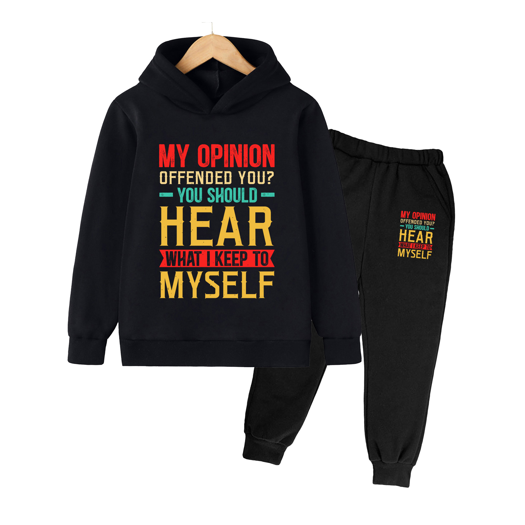 Winter Clothing Quotes - Kids Hoodie & Sweatpants Set, Sarcastic